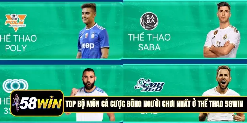 Top bộ môn cá cược đông người chơi nhất ở thể thao 58Win
