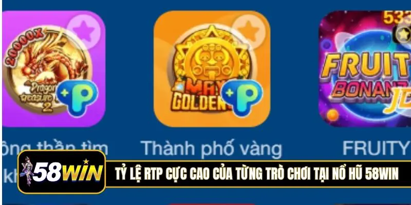 Tỷ lệ RTP cực cao của từng trò chơi tại nổ hũ 58Win